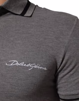 Gray Logo Embroidery Collared Polo T-shirt 5