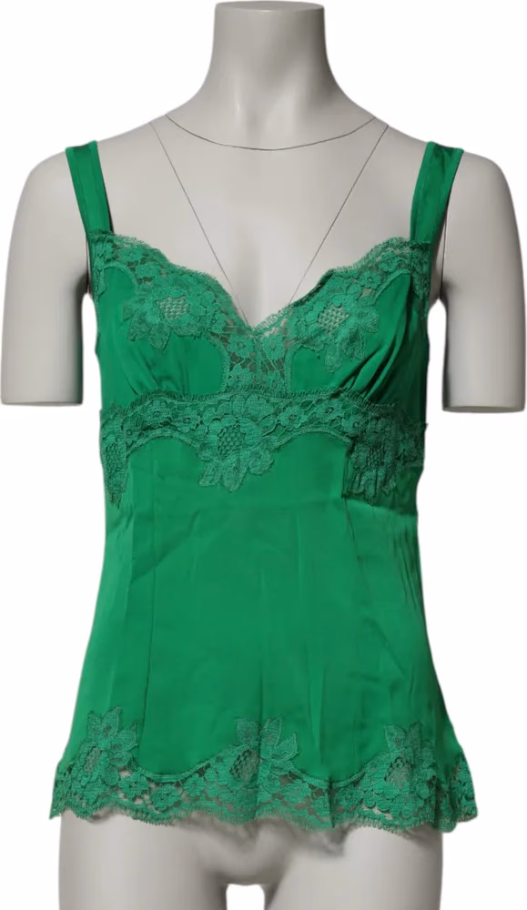 Green Floral Lace Tank Lingerie Top Underwear
