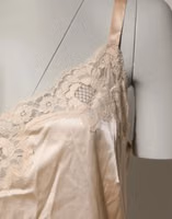 Nude Chemise Lingerie Silk Blend Lace Trim Dress 2