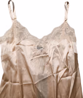 Nude Chemise Lingerie Silk Blend Lace Trim Dress 4