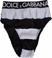 Black White Sequin High Waist Panty Underwear 1