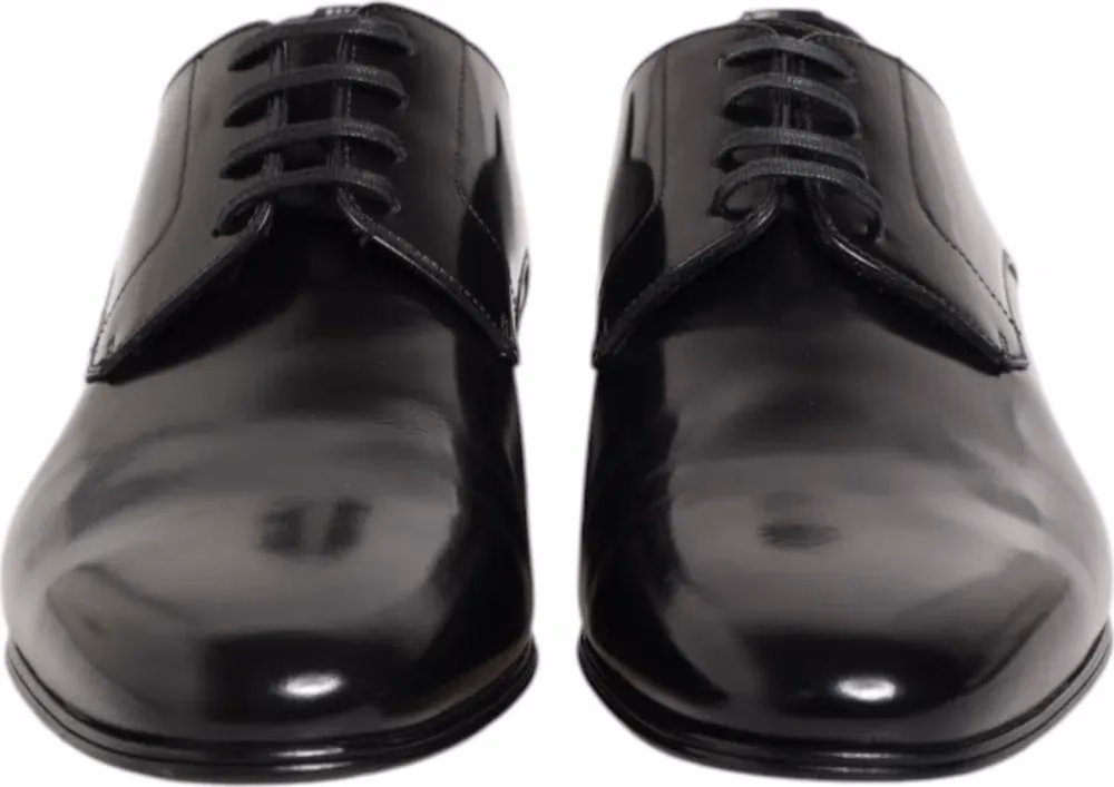 Black Calfskin Leather Derby Men Dress Shoes