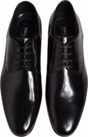 Black Calfskin Leather Derby Men Dress Shoes 2