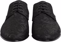 Black Brocade Lace Up Derby Men Dress Shoes 1