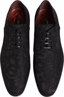 Black Brocade Lace Up Derby Men Dress Shoes 2