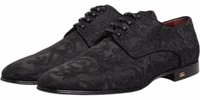 Black Brocade Lace Up Derby Men Dress Shoes 3