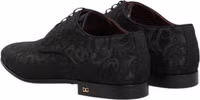 Black Brocade Lace Up Derby Men Dress Shoes 4