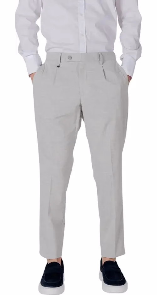 Gray Polyester Dress Pants