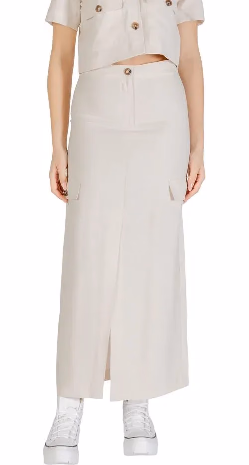 Beige Viscose Long Skirt