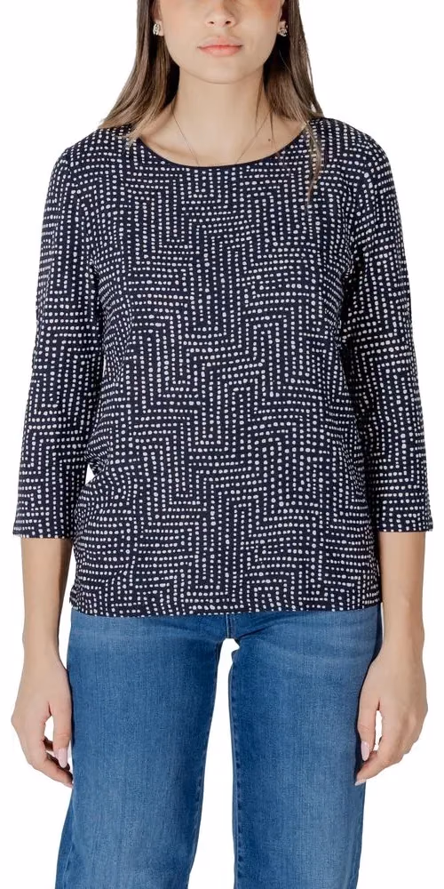 Blue Viscose Long Sleeve T-Shirt