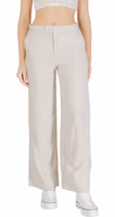 Beige Viscose Casual Pants 1