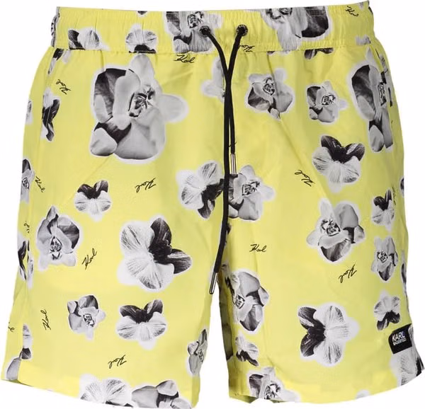 Yellow Polyester Men Swim Boxer