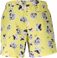 Yellow Polyester Men Swim Boxer 2