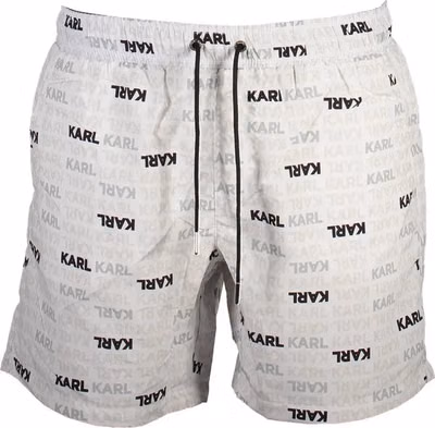 White Polyester Men's Swim Trunks