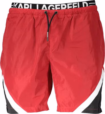 Red Polyester Men's Swim Boxer