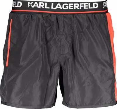 Nero Poliestere Mens Swim Boxer