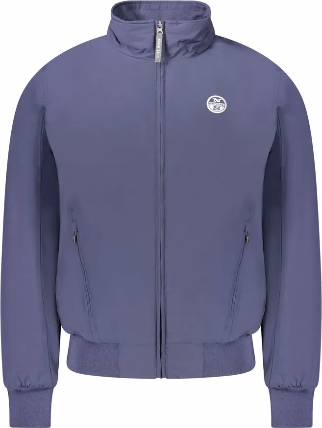 Blue Polyester Men's Bomber Jacket