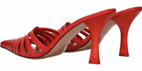Red Leather Stiletto Heel Sandals 4