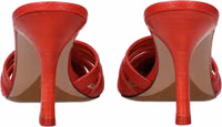 Red Leather Stiletto Heel Sandals 5