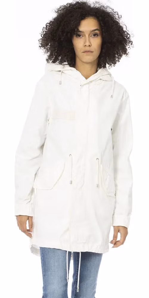 White Cotton Women Parka