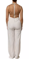 White Beige Mesh Crystal Embellished Sleeveless Jumpsuit 3