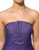 Purple Viscose Elastane Strapless Bodycon Dress 4