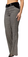 Gray Wool Blend Plaid Straight Leg Velvet Waist Pants 2