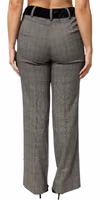 Gray Wool Blend Plaid Straight Leg Velvet Waist Pants 3