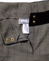 Gray Wool Blend Plaid Straight Leg Velvet Waist Pants 4