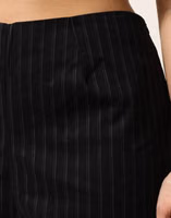 Black Wool Blend Pinstripe Straight Leg Pants 3
