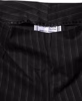 Black Wool Blend Pinstripe Straight Leg Pants 5
