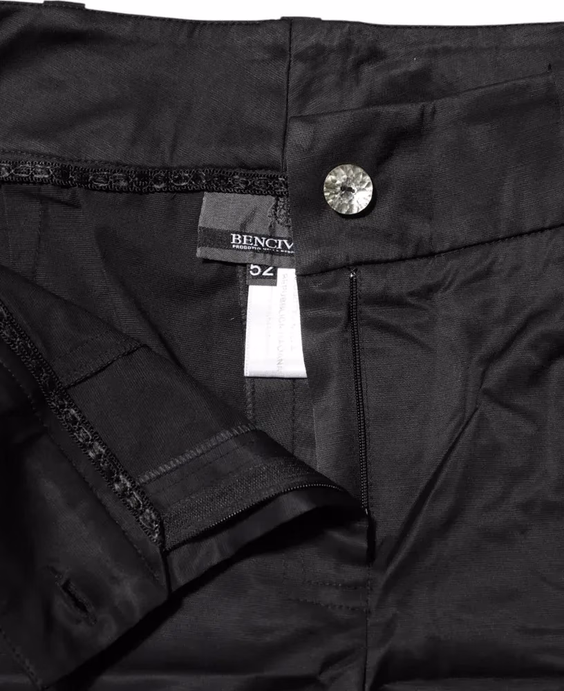 Black Cotton Blend Cropped Straight Leg Pants