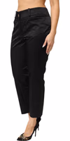 Black Cotton Blend Cropped Straight Leg Pants 3