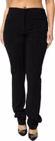 Black Viscose Acetate Blend Straight Leg High Waist Pants 1