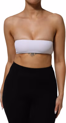White Nylon Blend Bandeau Strapless Tube Top