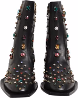 Black Crystal Embellished Men Short Boots Shoes 1
