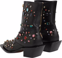 Black Crystal Embellished Men Short Boots Shoes 4
