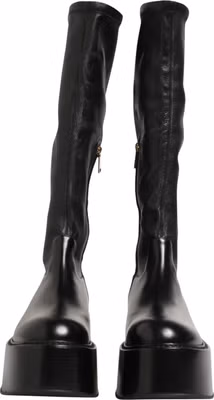 Black Logo Plaque Over The Calf Boots Shoes