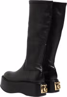 Black Logo Plaque Over The Calf Boots Shoes 3