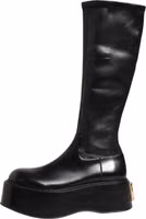 Black Logo Plaque Over The Calf Boots Shoes 4