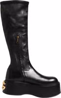 Black Logo Plaque Over The Calf Boots Shoes 5