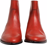 Red Studded Chelsea Short Ankle Boots Shoes 1