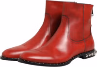 Red Studded Chelsea Short Ankle Boots Shoes 3