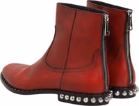 Red Studded Chelsea Short Ankle Boots Shoes 4