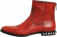 Red Studded Chelsea Short Ankle Boots Shoes 5