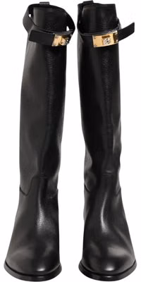 Black Logo Plaque Over The Calf Boots Shoes