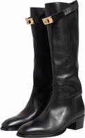 Black Logo Plaque Over The Calf Boots Shoes 2