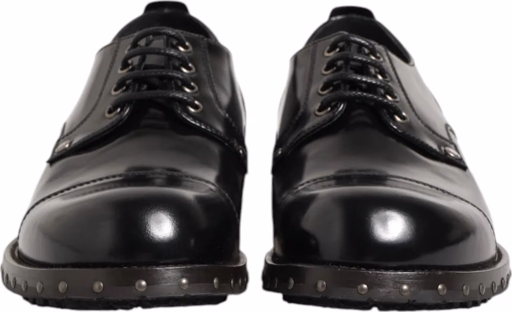 Black Leather Studded Men Formal Derby Shoes