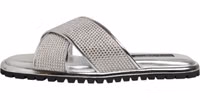 Silver Strass Slides Flats Slippers Shoes 5