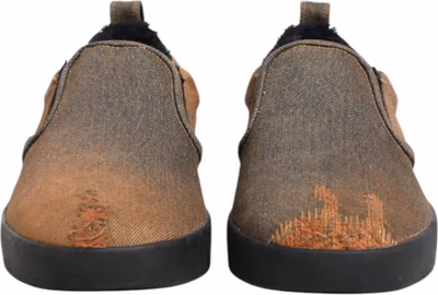 Brown Cotton Low Top Slip On Sneakers Shoes